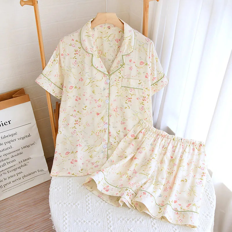 Graceful Petals Pajama Short Set Pastel Princess