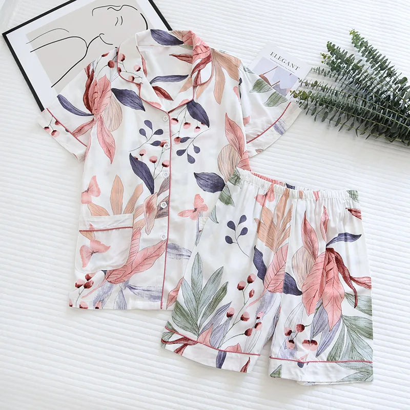 Graceful Petals Pajama Short Set